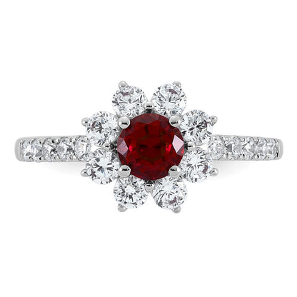 14K White gold VS/SI G+ Lab Grown Diamond and AAA quality Genuine Ruby Ring