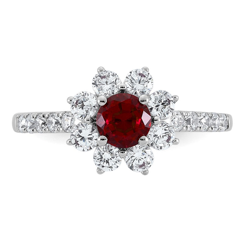 14K White gold VS/SI G+ Lab Grown Diamond and AAA quality Genuine Ruby Ring