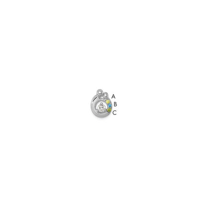 14K White Gold 3 Birthstone and Dia Mother/Child Chain Slide Semi-mount