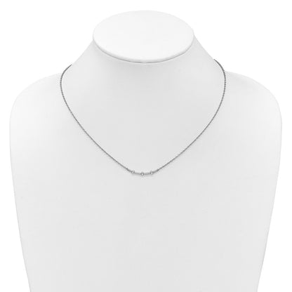 14K White Gold Polished 1/20 carat Diamond Curved Bar 18 Inch Necklace