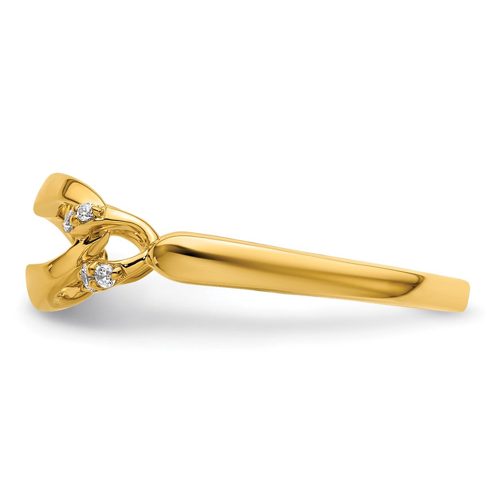 14K Yellow Gold Polished Diamond Wavy Oval Fashion Ring