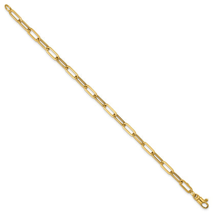 14K Yellow Gold Polished 4mm Paperclip Link 7.5 Inch Bracelet
