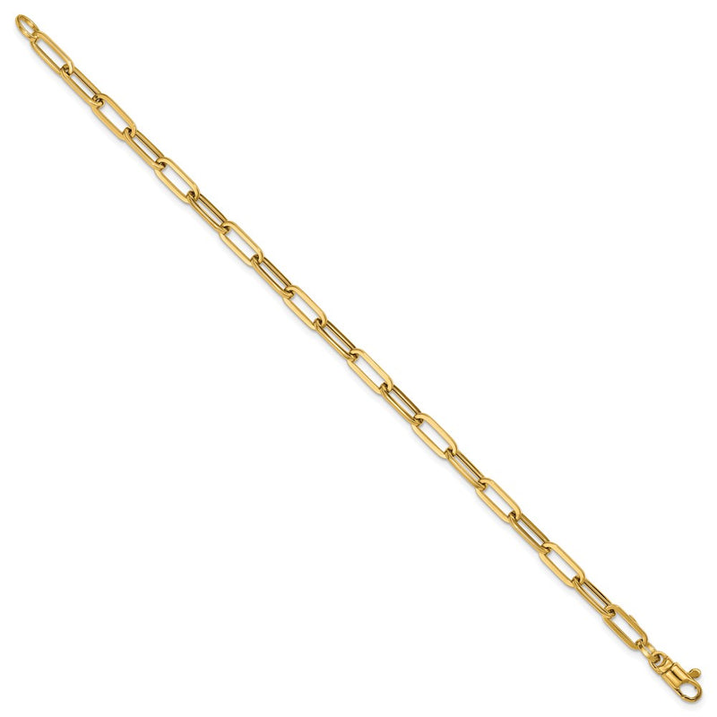 14K Yellow Gold Polished 4mm Paperclip Link 7.5 Inch Bracelet