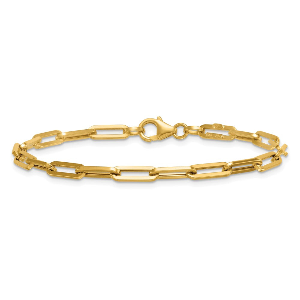 14K Yellow Gold Polished 4mm Paperclip Link 7.5 Inch Bracelet