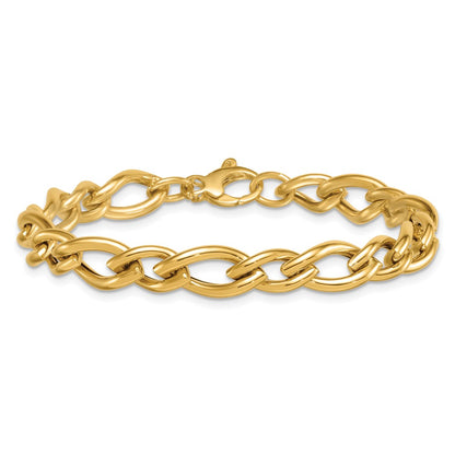 14K Yellow Gold Polished 6.8mm Fancy Twist Link 7.5 Inch Bracelet