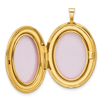 14K Yellow Gold Polished Floral Scrolled 20mm Oval Locket