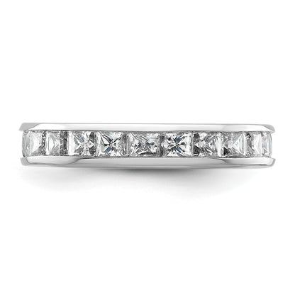 14K White Gold Polished Size 4 Channel-set 2 carat Princess Diamond Complete Eternity Wedding Band Ring