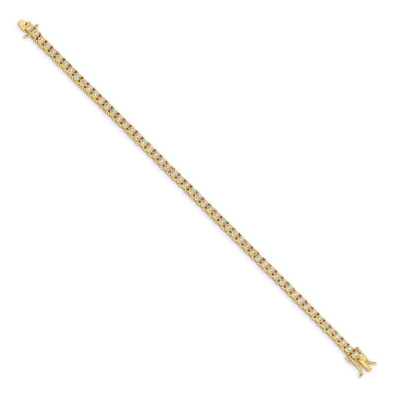 14K Yellow Gold Complete 1 carat Diamond Illusion Setting 7 Inch Tennis Bracelet
