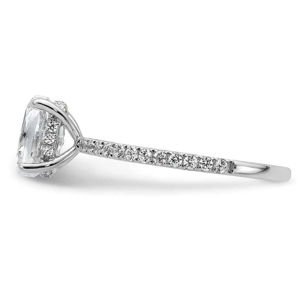 14K White Gold 1 1/3 carat Certified Lab Grown Diamond VS+ F+ Oval Complete Solitaire with Flair Engagement Ring