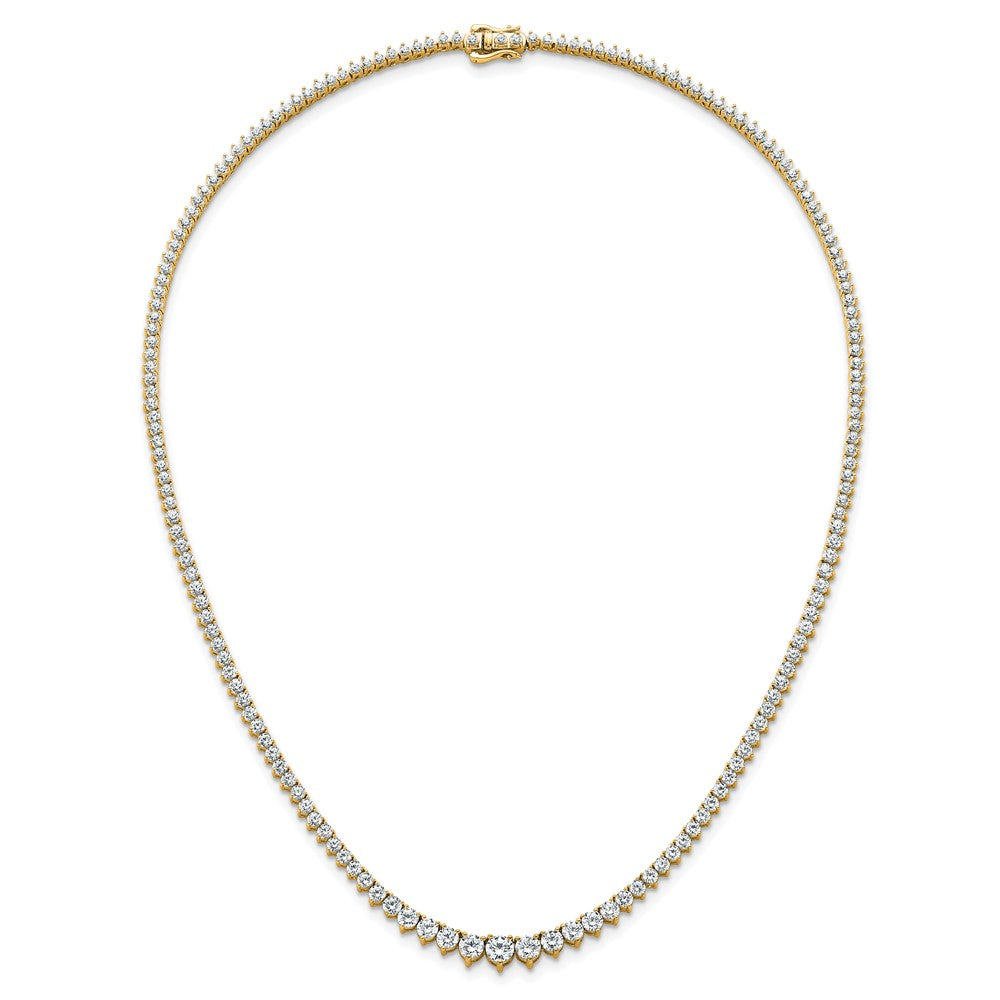 14K Yellow Gold 10 7/8 carat Lab Grown Diamond VS/SI+ G+ Complete Round 18 Inch Graduated Tennis Necklace