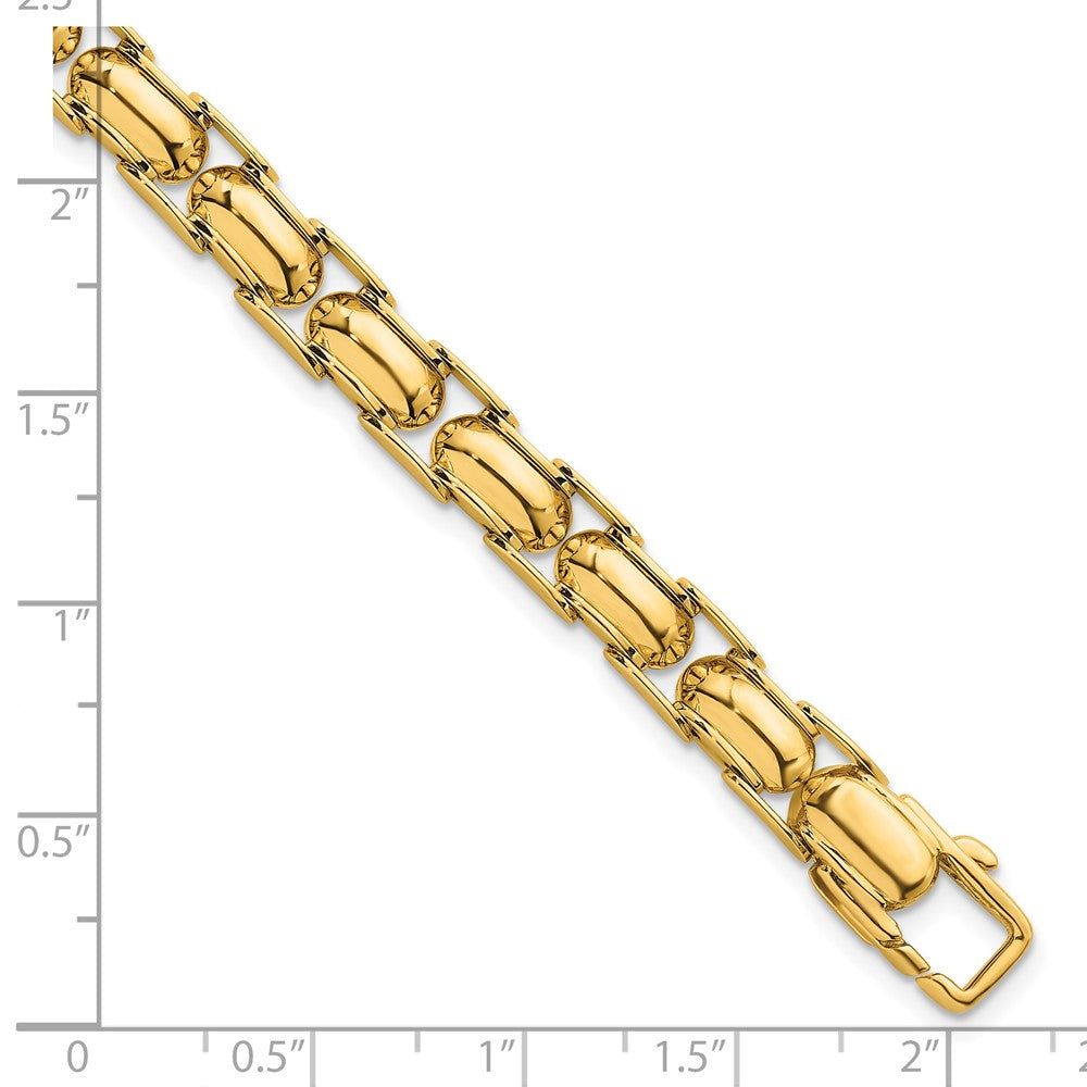 14K Yellow Gold Polished 6.9mm Fancy Link 7.5 Inch Bracelet