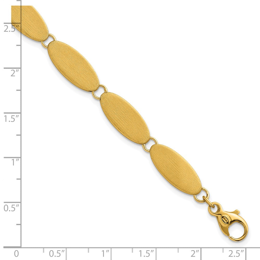 14K Yellow Gold Brushed 8mm Fancy Ovals 7 Inch Bracelet