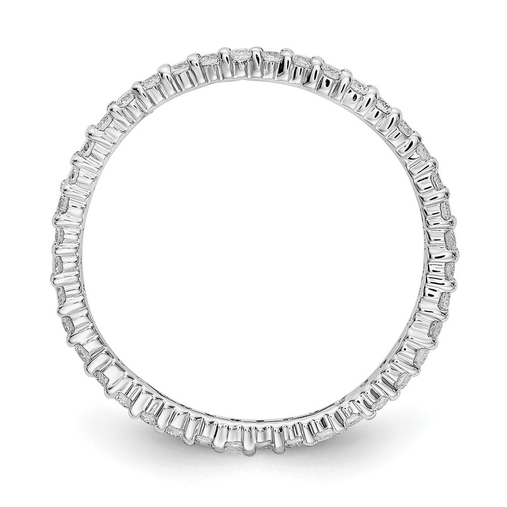 14K White Gold Polished Size 7.5 Shared Prong 1/2 carat Diamond Complete Eternity Wedding Band Ring