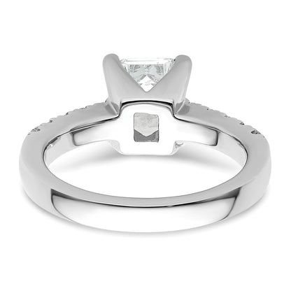 True Origin 14K White Gold 3/8 carat Lab Grown Diamond VS+ F+ Semi-Mount Emerald Engagement Ring