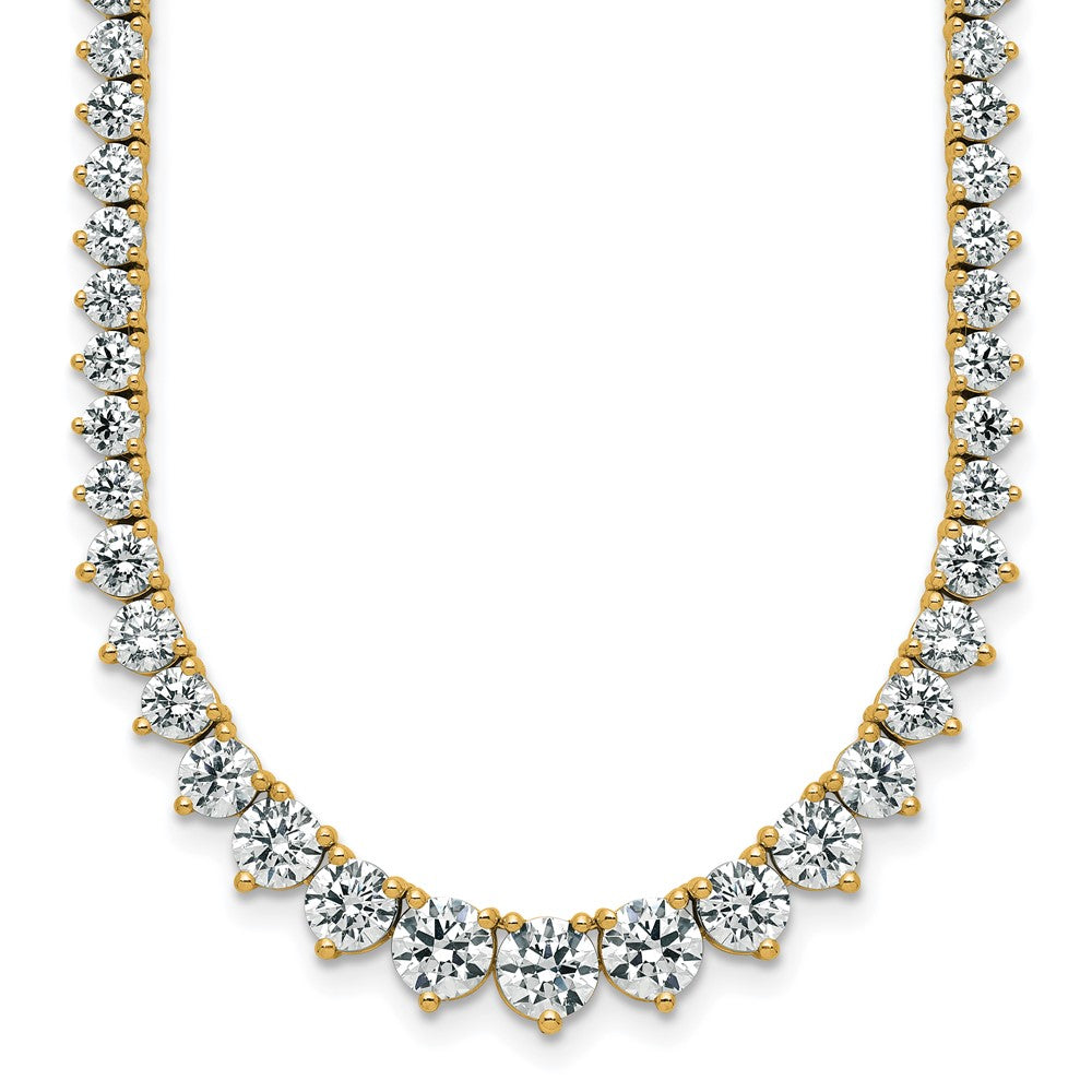 14K Yellow Gold 16 1/3 carat Lab Grown Diamond VS+ F+ Complete Round 18 Inch Graduated Tennis Necklace
