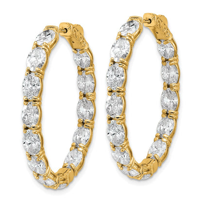 14K Yellow Gold Certified Oval and Round VS/SI FGH Diamond Inside/Outside Hoop Earrings