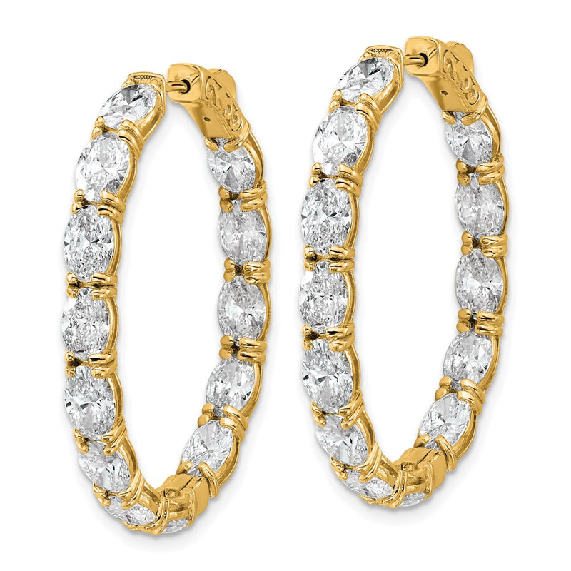 14K Yellow Gold Certified Oval and Round VS/SI FGH Diamond Inside/Outside Hoop Earrings