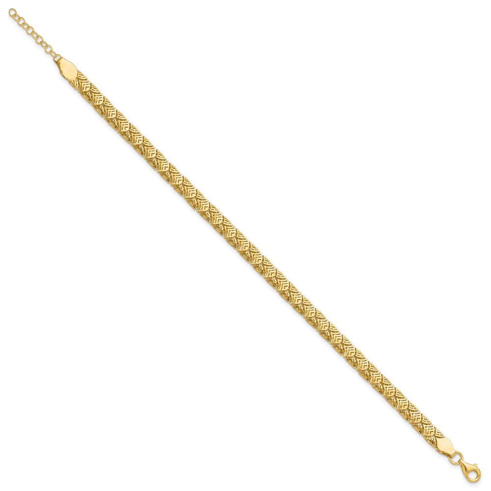 10K Yellow Gold Polished Fancy Mermaid Pattern w/1in ext. Bracelet