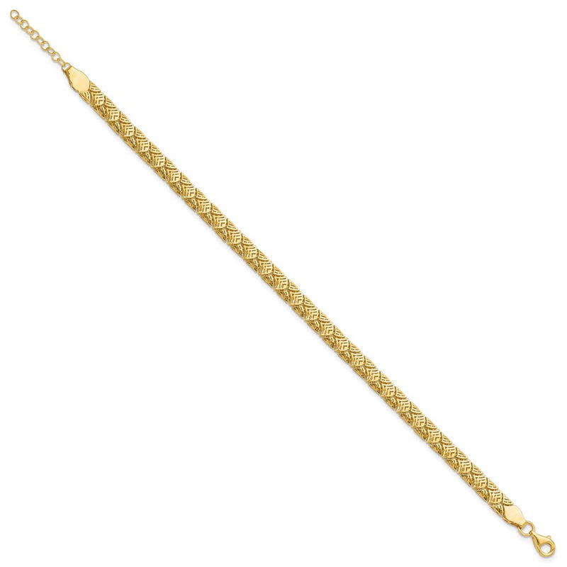 10K Yellow Gold Polished Fancy Mermaid Pattern w/1in ext. Bracelet