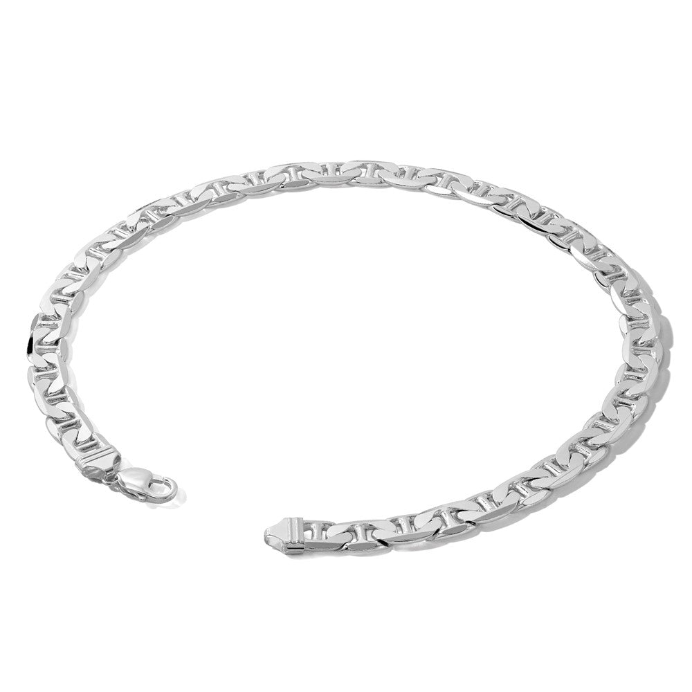 Sterling Silver Rhodium-plated 9.5mm Flat Anchor 24 Inch Chain