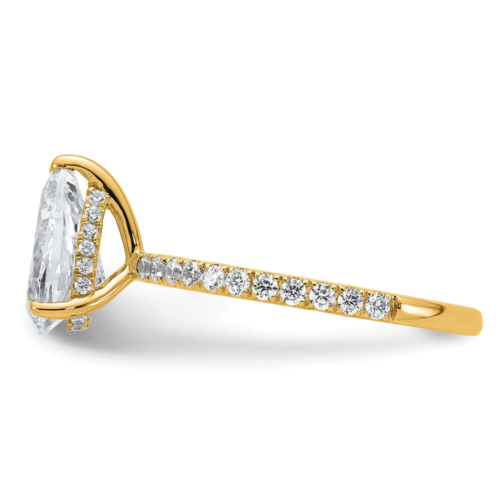 14K Yellow Gold 2 carat Certified Lab Grown Diamond VS/SI+ G+ Pear Complete Solitaire with Flair Engagement Ring