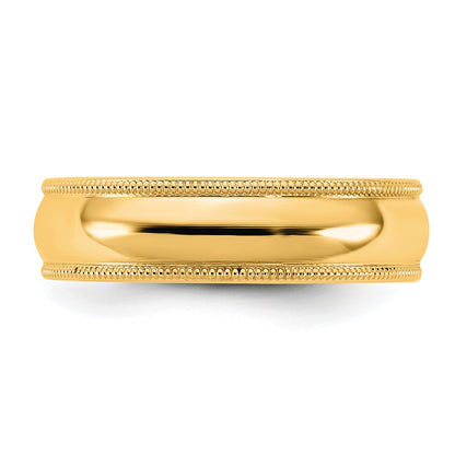 14K Yellow Gold 5.5mm Milgrain Comfort Fit Wedding Band Ring