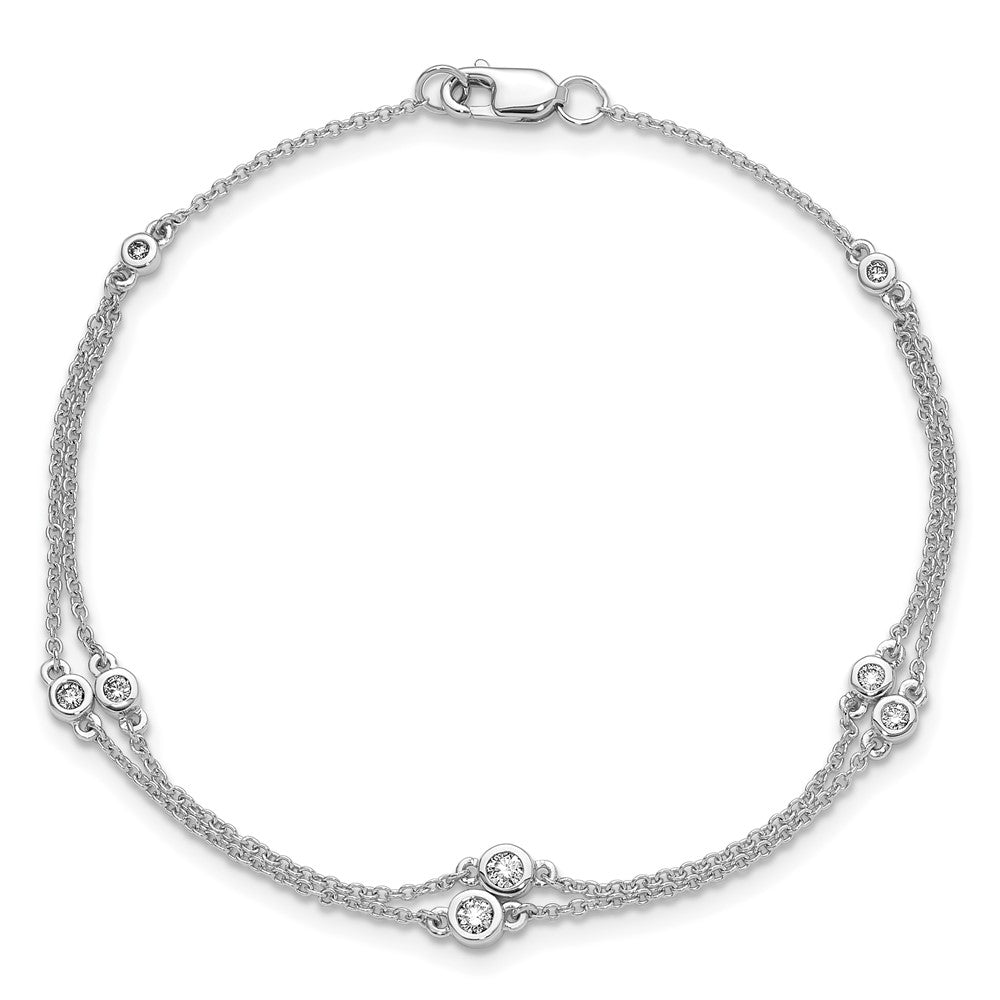 14K White Gold Complete 1/4 carat Diamond Multi-Station Double Strand 7 Inch Bracelet