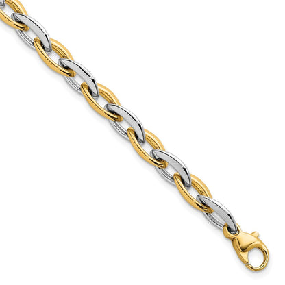 14K Two-Tone Gold Two-tone Polished 7mm Oval Link 7.25 Inch Bracelet