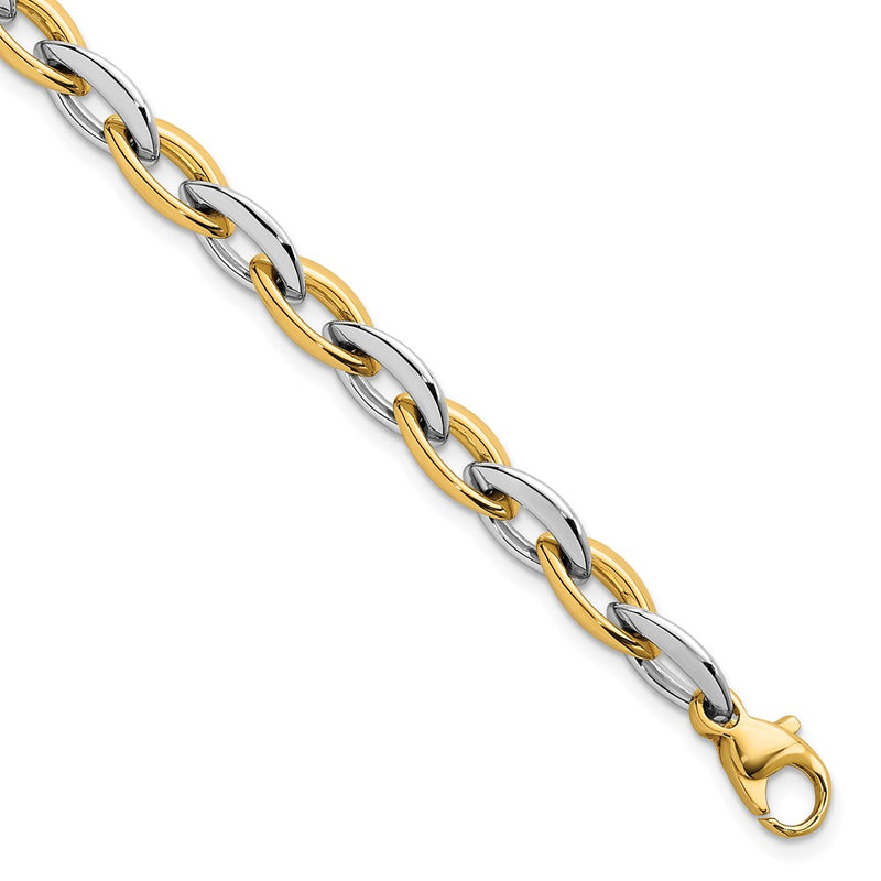 14K Two-Tone Gold Two-tone Polished 7mm Oval Link 7.25 Inch Bracelet