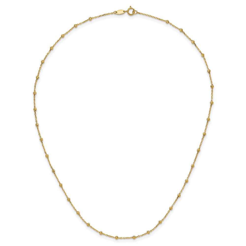 14K Yellow Gold Polished and Diamond-cut Beaded 16.75 Inch Station Necklace