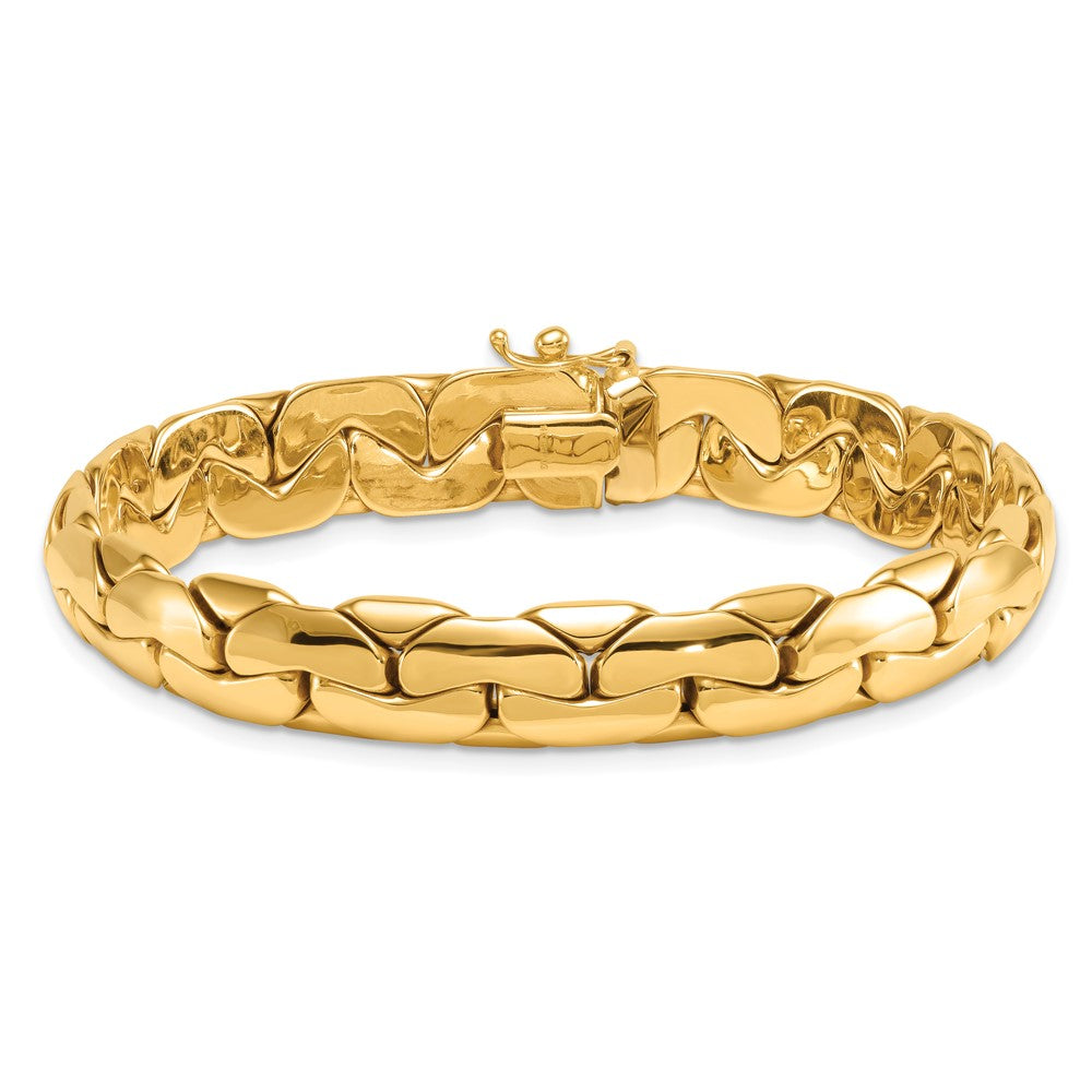 14K Yellow Gold Polished 9.3mm Lightweight Fancy Link 7.5 Inch Bracelet
