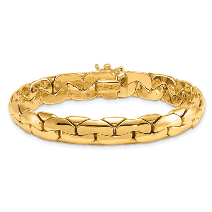 14K Yellow Gold Polished 9.3mm Lightweight Fancy Link 7.5 Inch Bracelet