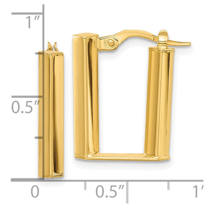 14K Yellow Gold 4x28mm Polished U-Shape Tube Hoop Earrings