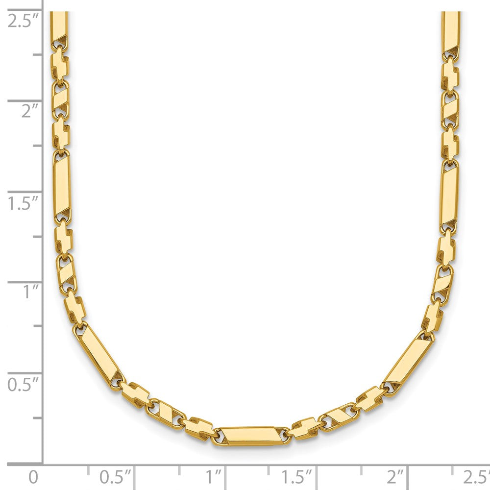 14K Yellow Gold Polished Fancy Bar Link 19.75 Inch Necklace