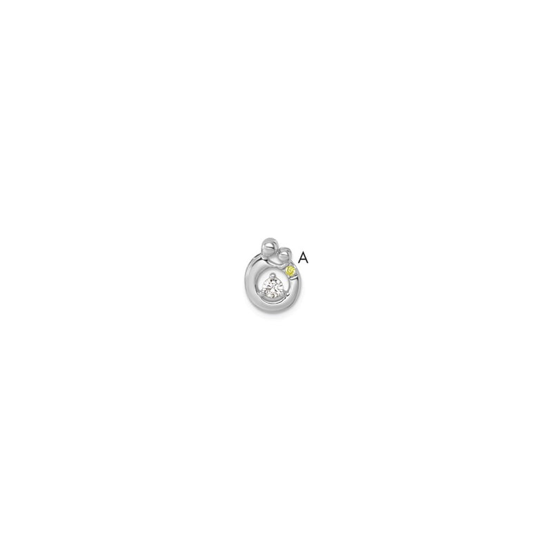14K White Gold 1 Synthetic Birthstone and Dia. Mother/Child Chain Slide