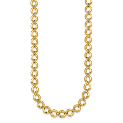 14K Yellow Gold Polished 8mm Fancy Circle Link 18 Inch Necklace