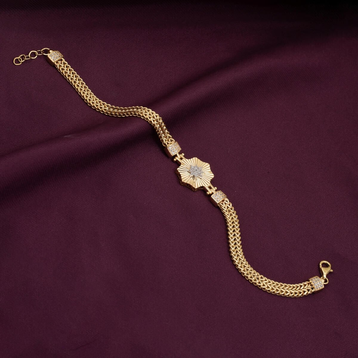 14K Yellow Gold Star Sparkle Cubic Zirconia Bracelet