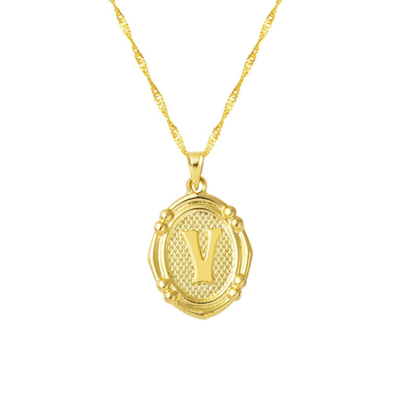 14K Yellow Gold Italian Initial V Necklace