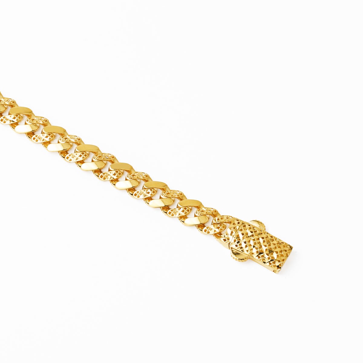 14K Yellow Gold Flower of Life Curb Bracelet