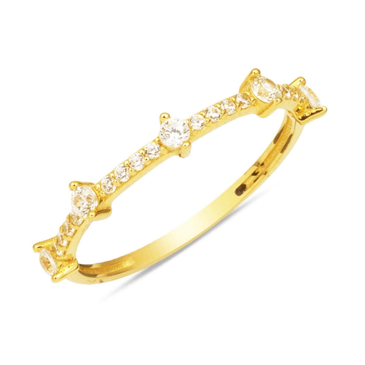 14K Yellow Gold Half Eternity Cubic Zirconia Ring
