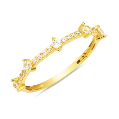 14K Yellow Gold Half Eternity Cubic Zirconia Ring