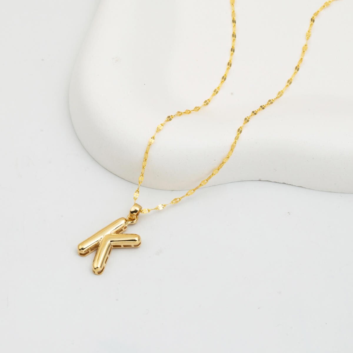 14K Yellow Gold Balloon Initial K Necklace