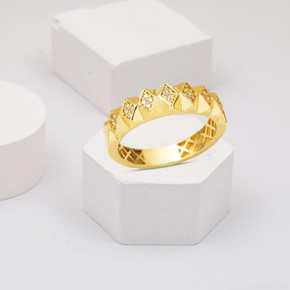 14K Yellow Gold Prism Cubic Zirconia Women's Ring