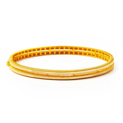 14K Yellow Gold Two Row Ajda Hinged Cuff Bangle