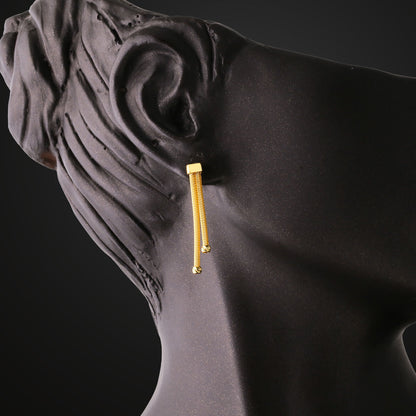 14K Yellow Gold Woven Link Chain Drop Jewelry Set