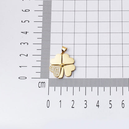 14K Yellow Gold Chain Clover Cubic Zirconia Necklace
