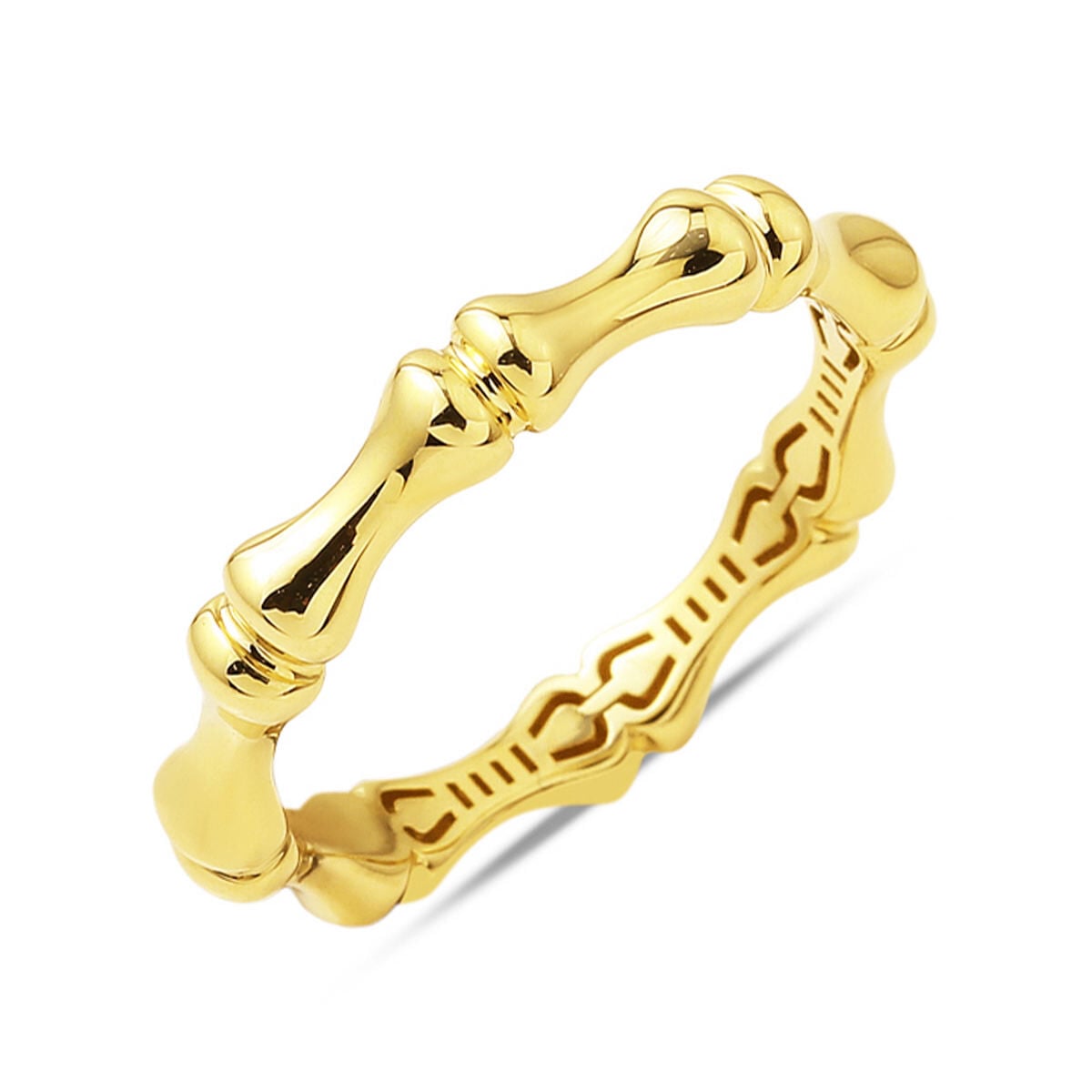 14K Yellow Gold Bone Design Minimalist Ring