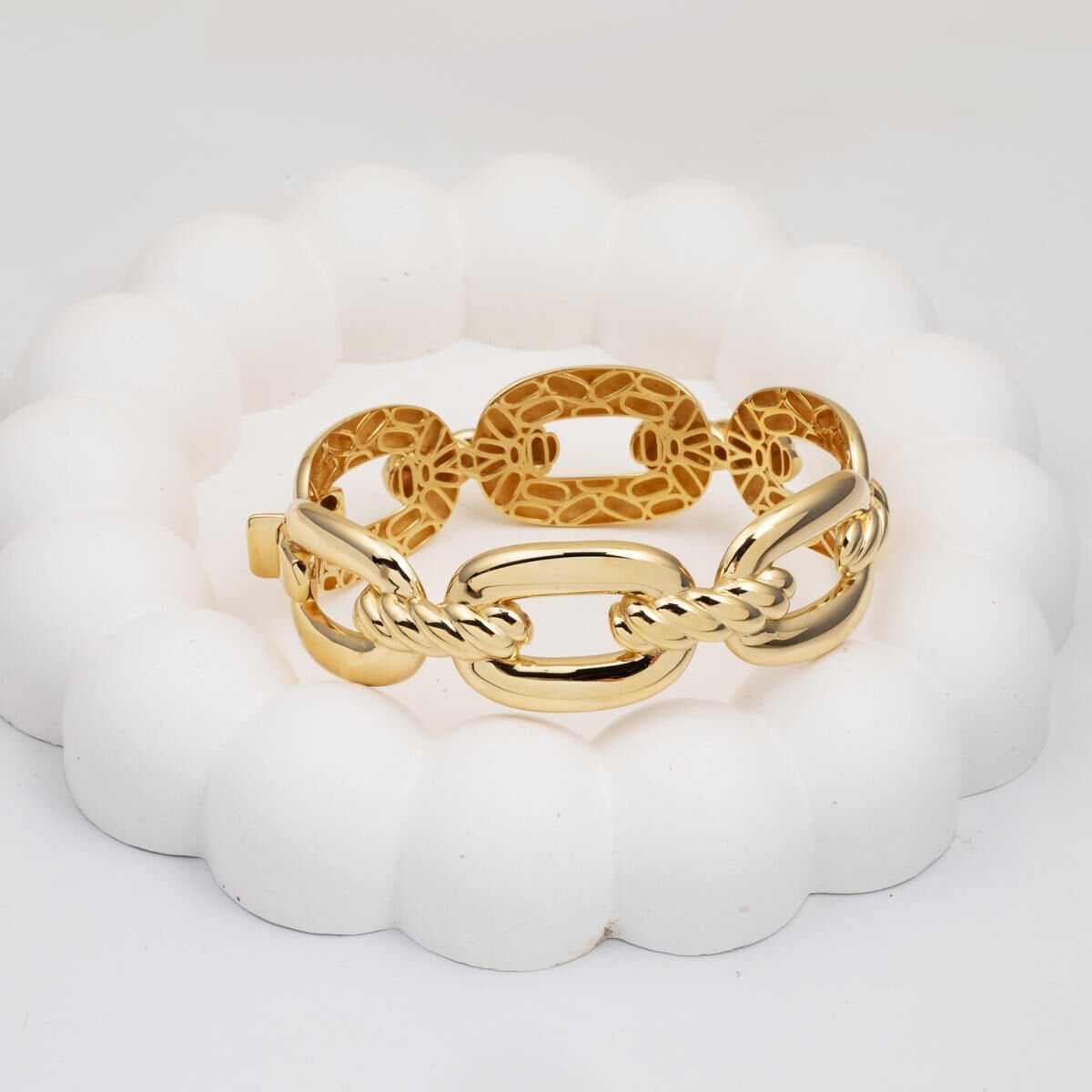 14K Yellow Gold Chain Hinged Cuff Bangle (22.39 g)
