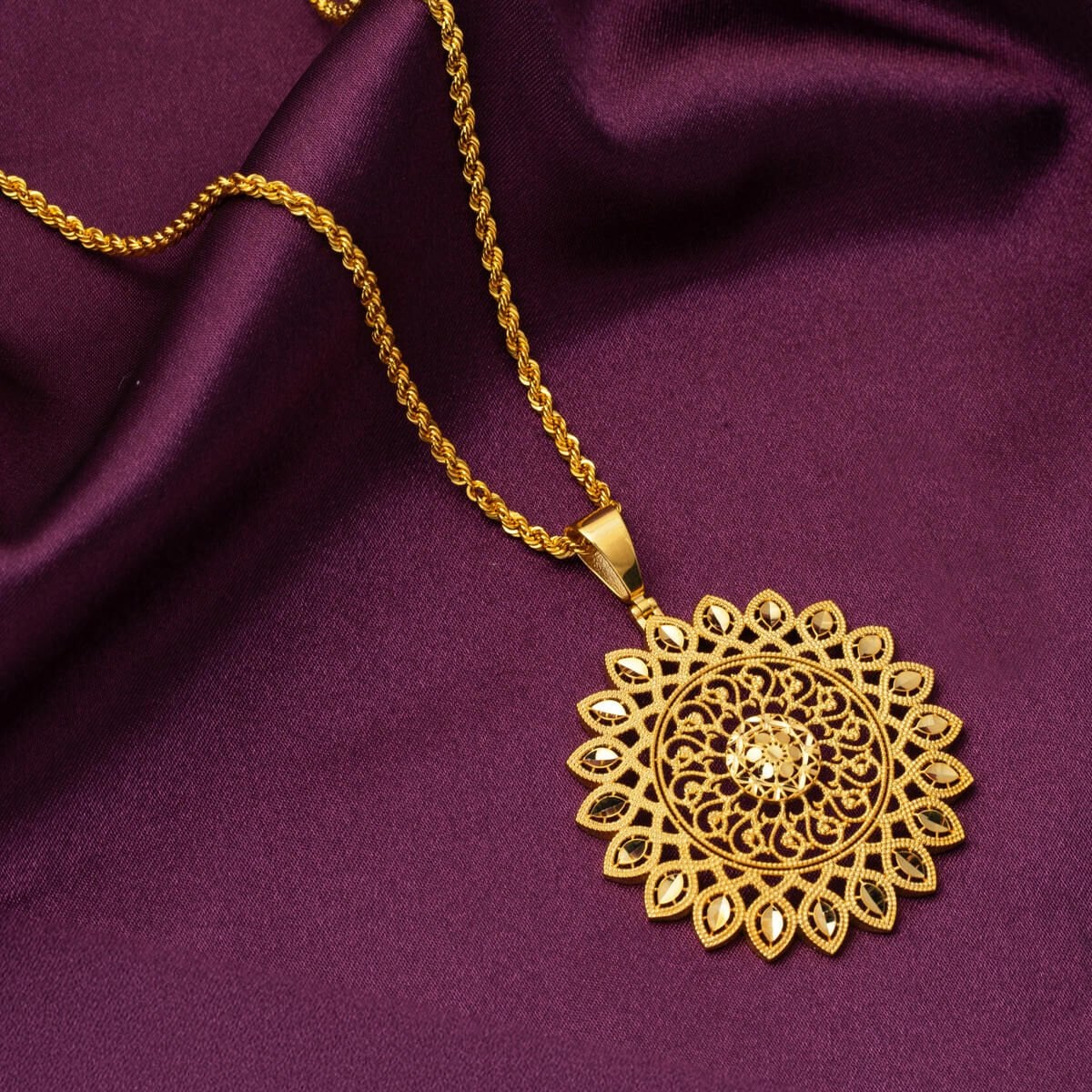 14K Yellow Gold Sun Cycle Necklace
