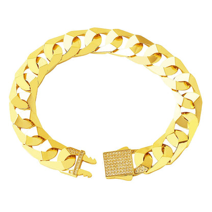 14K Yellow Gold Curb Cubic Zirconia Buckle Bracelet
